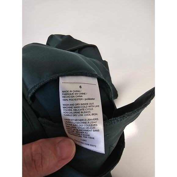 Ella Rafaella Pleated Wide Leg Pants Emerald Green Size 6 TJ962 Silk Like - Picture 7 of 7